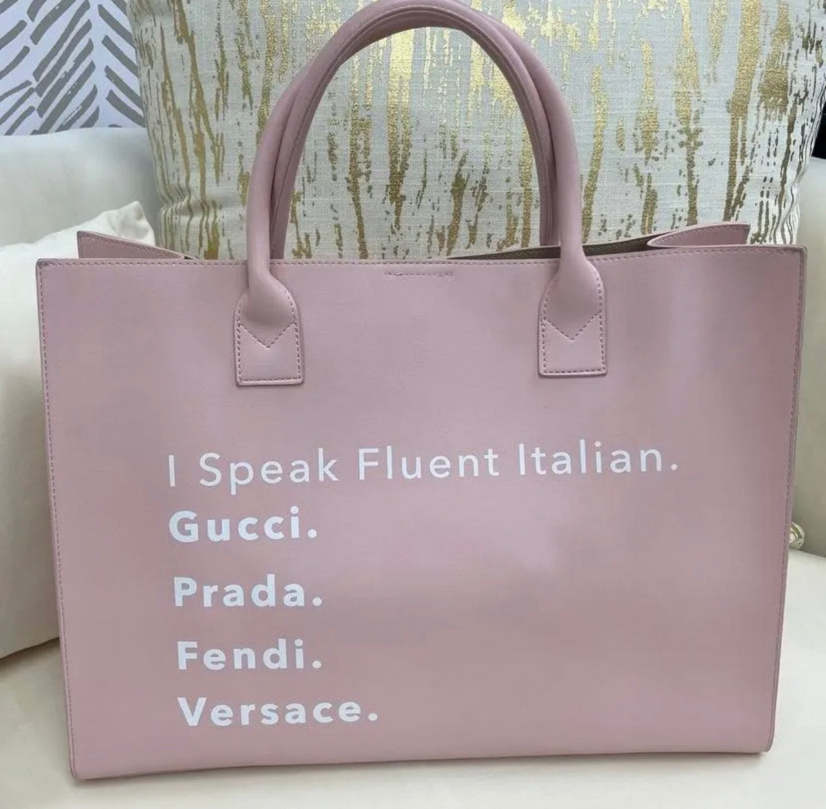 I SPEAK Gucci Prada Fendi Versace Vegan Tote 